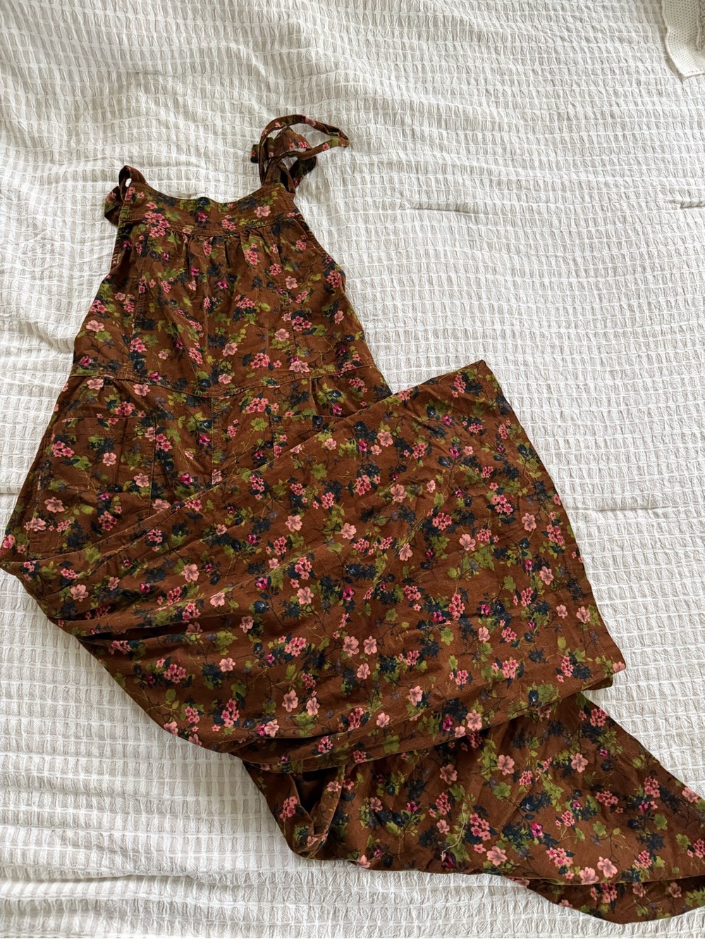 NATURAL LIFE Brown Floral Tie-Strap Wide-Leg Romper